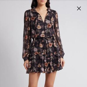 PAIGE Black Floral Long Sleeve Dress